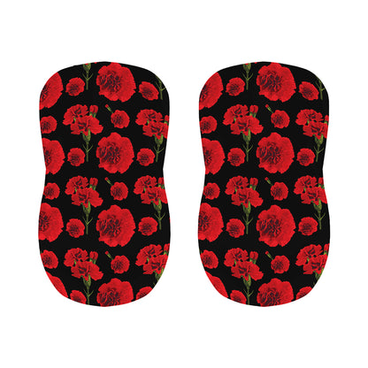 Red And Black Carnation Pattern Print Bar Stool Covers