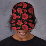 Red And Black Carnation Pattern Print Baseball Cap