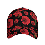 Red And Black Carnation Pattern Print Baseball Cap