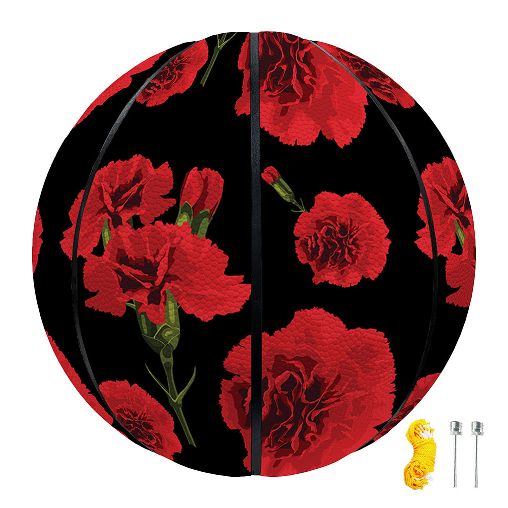 Red And Black Carnation Pattern Print Basketball