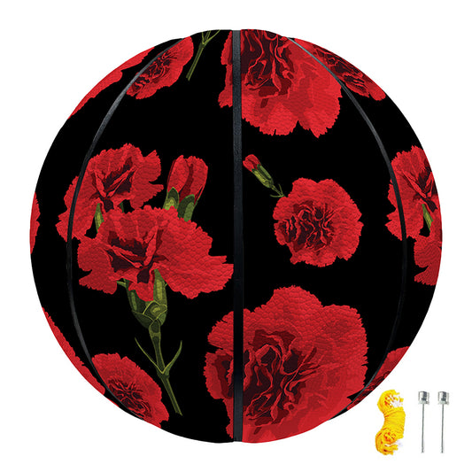 Red And Black Carnation Pattern Print Basketball