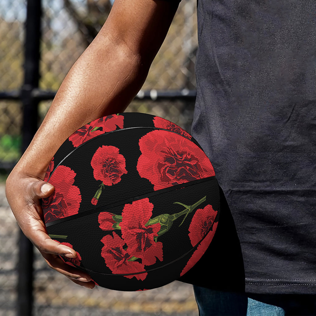 Red And Black Carnation Pattern Print Basketball