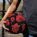 Red And Black Carnation Pattern Print Basketball