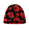 Red And Black Carnation Pattern Print Beanie