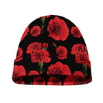 Red And Black Carnation Pattern Print Beanie