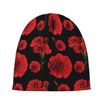Red And Black Carnation Pattern Print Beanie