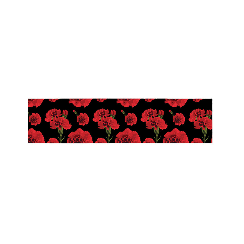 Red And Black Carnation Pattern Print Bed Runner