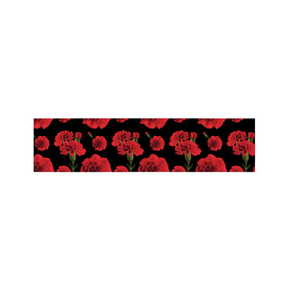 Red And Black Carnation Pattern Print Bed Runner