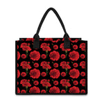 Red And Black Carnation Pattern Print Canvas Tote Bag