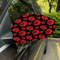 Red And Black Carnation Pattern Print Car Side Mirror Covers