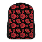 Red And Black Carnation Pattern Print Casual Backpack