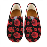 Red And Black Carnation Pattern Print Casual Shoes