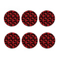 Red And Black Carnation Pattern Print Coaster Set