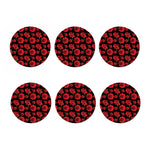 Red And Black Carnation Pattern Print Coaster Set
