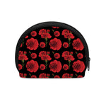 Red And Black Carnation Pattern Print Coin Purse