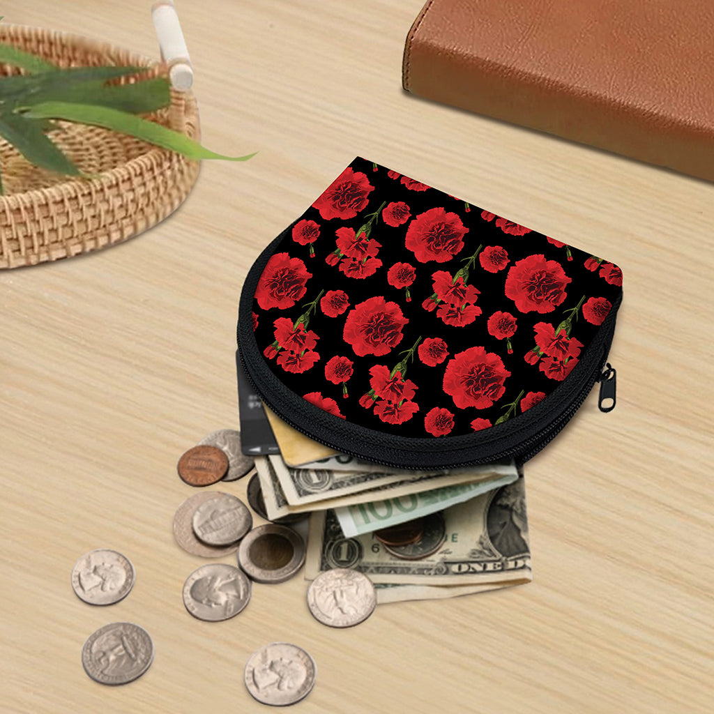 Red And Black Carnation Pattern Print Coin Purse