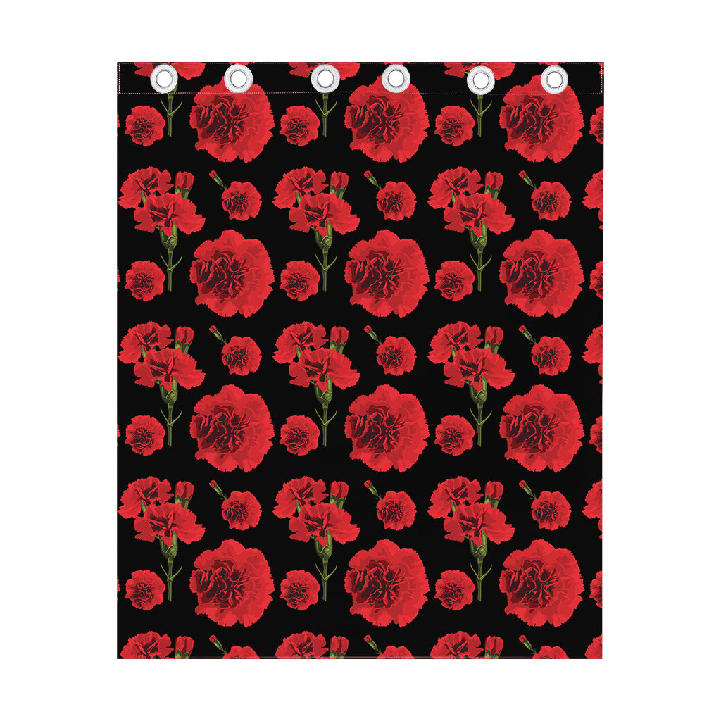 Red And Black Carnation Pattern Print Curtain