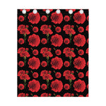 Red And Black Carnation Pattern Print Curtain