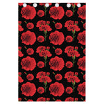 Red And Black Carnation Pattern Print Curtain