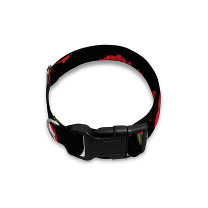 Red And Black Carnation Pattern Print Dog Collar