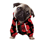 Red And Black Carnation Pattern Print Dog Zip Up Hoodie