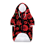 Red And Black Carnation Pattern Print Dog Zip Up Hoodie
