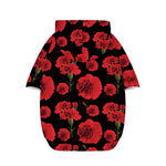 Red And Black Carnation Pattern Print Dog Zip Up Hoodie