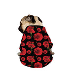 Red And Black Carnation Pattern Print Dog Zip Up Jacket
