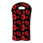 Red And Black Carnation Pattern Print Double Neoprene Wine Tote