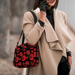 Red And Black Carnation Pattern Print Double Strap Bible Bag