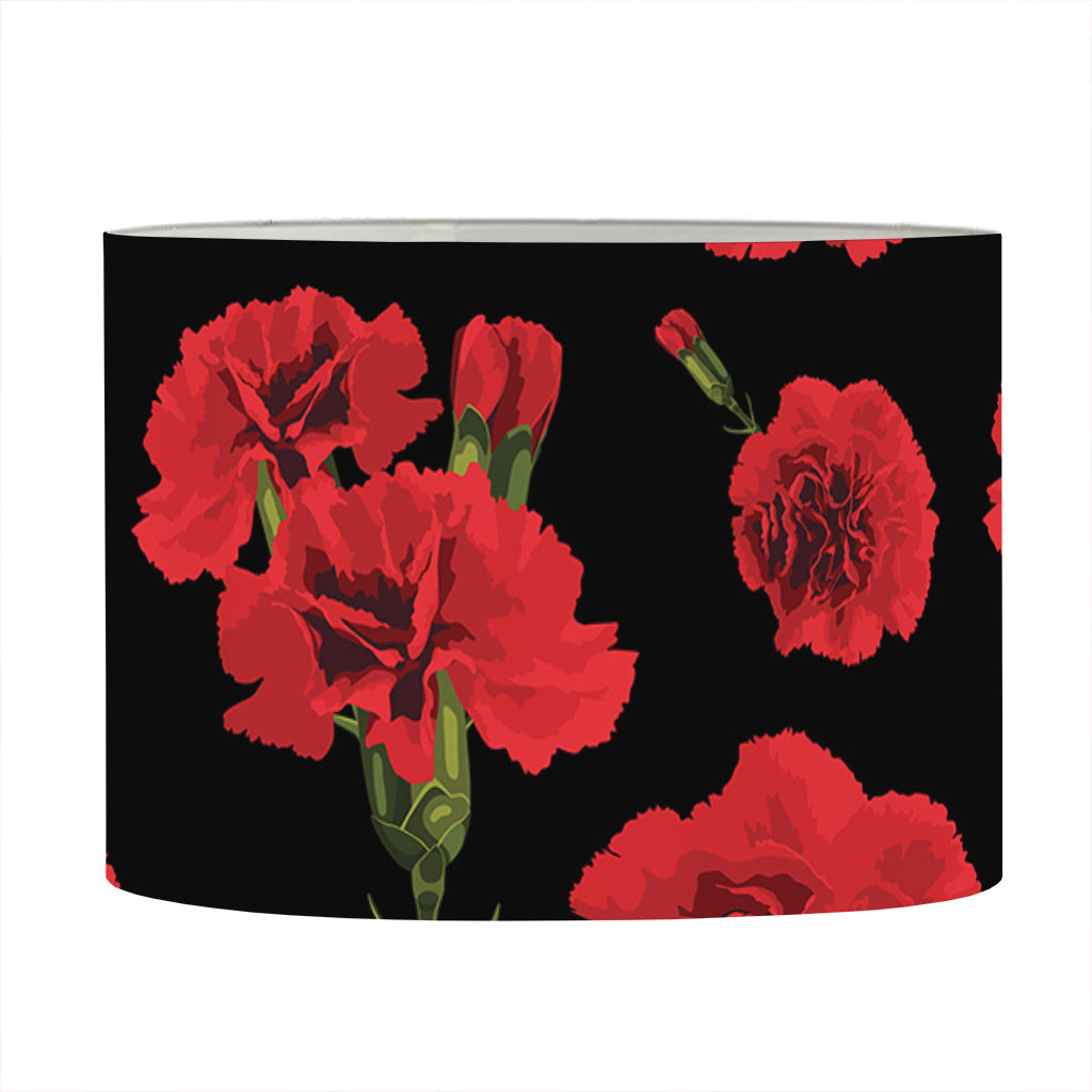 Red And Black Carnation Pattern Print Drum Lamp Shade