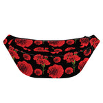 Red And Black Carnation Pattern Print Fanny Pack