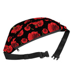 Red And Black Carnation Pattern Print Fanny Pack