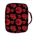 Red And Black Carnation Pattern Print Front Pocket Bible Bag