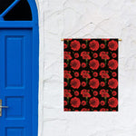 Red And Black Carnation Pattern Print Garden Flag