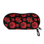 Red And Black Carnation Pattern Print Glasses Case