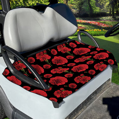 Red And Black Carnation Pattern Print Golf Cart Seat Cover