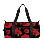 Red And Black Carnation Pattern Print Gym Bag