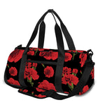 Red And Black Carnation Pattern Print Gym Bag