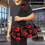 Red And Black Carnation Pattern Print Gym Bag