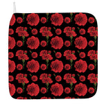 Red And Black Carnation Pattern Print Hand Towel