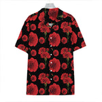 Red And Black Carnation Pattern Print Hawaiian Shirt
