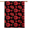 Red And Black Carnation Pattern Print House Flag