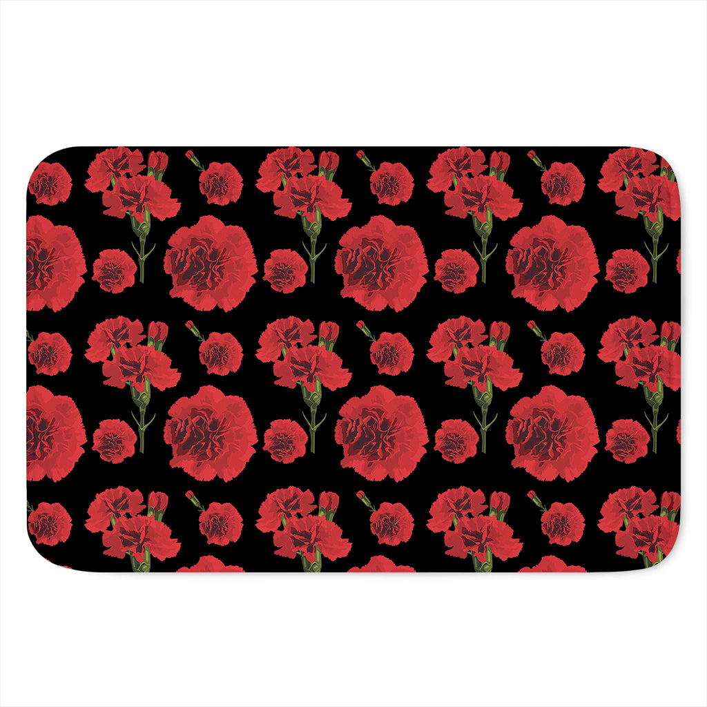 Red And Black Carnation Pattern Print Indoor Door Mat