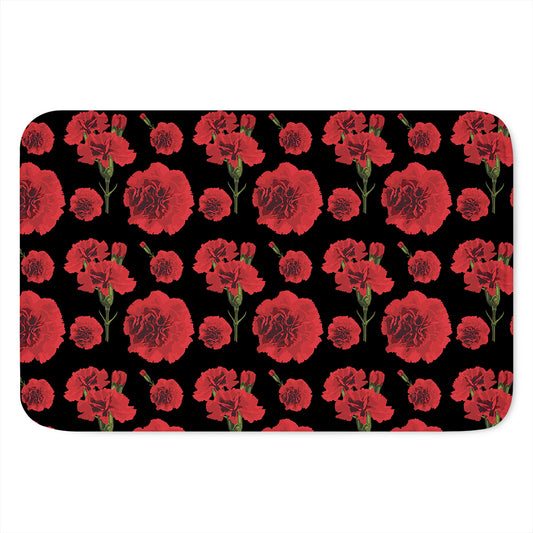 Red And Black Carnation Pattern Print Indoor Door Mat