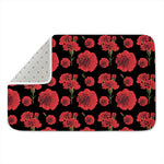 Red And Black Carnation Pattern Print Indoor Door Mat