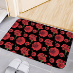 Red And Black Carnation Pattern Print Indoor Door Mat