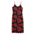 Red And Black Carnation Pattern Print Jersey Midi Cami Dress