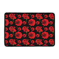 Red And Black Carnation Pattern Print Kitchen Mat