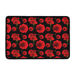 Red And Black Carnation Pattern Print Kitchen Mat